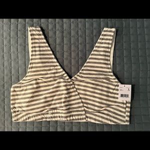 Gap Maternity Nursing Lounge Bralette, gray and white striped, L, NWT